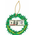 LV Royal Flush $100 Bill Wreath Ornament w/ Clear Mirror Back(12 Sq. Inch)